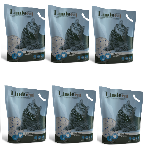 Lettiera igienica Lindocat Crystal 6 x 5 litri per gatti adulti, confezione multipla con sacchi in gel di silice senza profumo Lettiera igienica Lindocat Crystal 6 x 5 litri per gatti adulti, confezione multipla con sacchi in gel di silice senza profumo